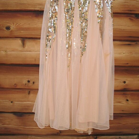 MAC DUGGAL 93959 Womens Gold Sleeveless Sequin Mesh Gown Dress Runs Small - Picture 8 of 12